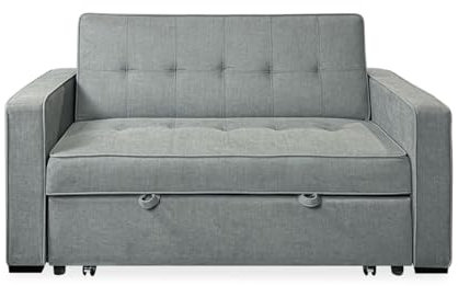 amuéblate online - Sofá Cama de 2 Plazas Modelo Lite, Diseño Moderno, Práctico, Cómodo y Funcional, con Reposabrazos, Acabado en Gris