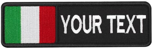 Bandiera italianaToppa del nome ricamata toppa del nome personalizzato 2PCS toppa di nome di ricamo personalizzato con Bandiera italianaItalian flag name patch. (Sottile/Slim)