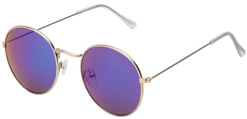 BEZLIT Runde Retro Sonnenbrille Damen Herren UV400 – Metallrahmen Gold/Schwarz – Klassische John-Lennon Style Brille mit Polycarbonat-Gläsern