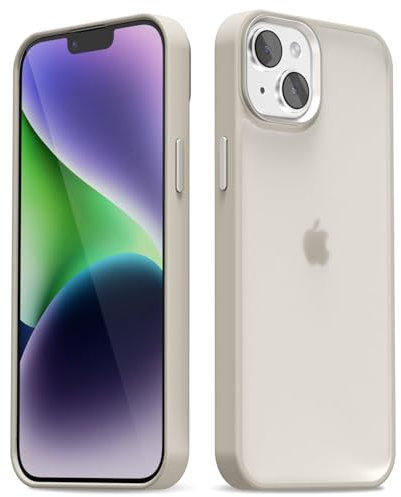 oakxco for iPhone 13 iPhone 14 Case Clear Hard Shell, Slim Thin Matte Transparent Plastic Cover & Protective Soft Silicone Rubber TPU Bumper, Girly Cute Phone Case for Women Girls, Beige Titanium