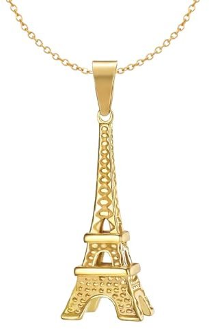 Kritz Collana Donna Torre Eiffel Parigi placcato Oro - Pendente Francia Ciondolo Torre con Catena Regolabile - Gioielli Regalo per Donne Ragazze