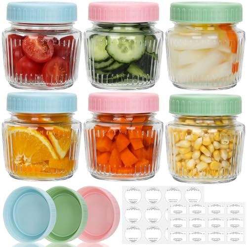 Cehomi 8 oz Mason Jars 6 Pack, 240 ml Glass Canning Jars with Regular Mouth Lids, Small Glass Storage Containers for Jelly, Jam, Honey, Pickles, Spice, Overnight Oats