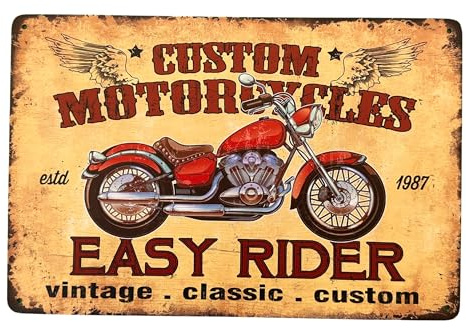DiiliHiiri Poster Motorrad Custom Easy Rider, 30 x 20 cm, Vintage-Dekoration, Dekoschild | Metallschild im Retro-Stil für klassische Motorräder | Geschenk Biker (2635-218)
