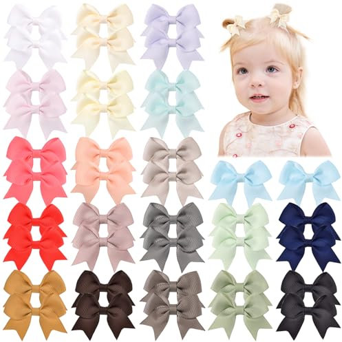 Jollybows 40pzas Lazos Pelo Niña, 2 Pulgadas / 5 cm Lazos de Coletas Pinza Accesorios para Cabello para Niños Pequeñas Niñas (Color claro)
