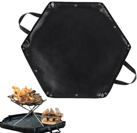 Feuerfeste Grasmatte - Deck-Feuerstellenschutz, Outdoor-Feuerstellen-Pad | Faltbare Brennholz-Tragetasche mit Ohrbügel, rutschfeste feuerfeste Matte, robuster Feuerstellenschutz für Outdoor-Camping