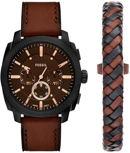 Fossil Men's Analog Quartz Watch with Leather Strap FS6102SET