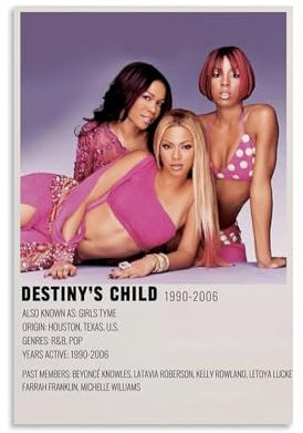 OREAUORN Poster mit Destiny's Child(2) Leinwanddruck, ästhetisches Vintage-Poster, dekoratives Gemälde für Wohnzimmer, Schlafzimmer, 20 x 30 cm, ungerahmter Stil