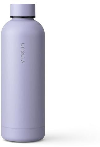 Vinsun Borraccia Termica 500ml viola - Acciaio Inox, a Prova di Perdite, senza BPA, Doppia Parete - Bottiglia Termica per Sport, Scuola, Bicicletta