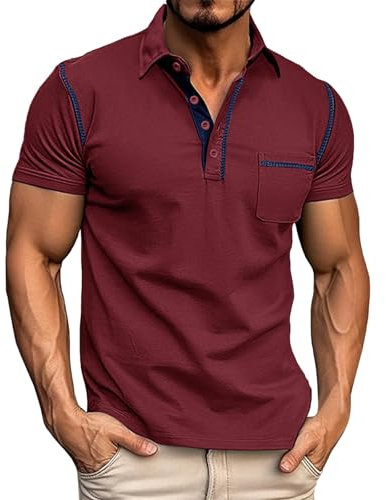 Polo Shirt Men Adult,Mens Golf Shirts Non Iron Short Sleeve Extra Long V Neck T for UK Mens Dress Regular Fit Tops and T-Shirts