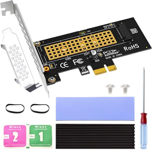ZHUROUPU Adaptador M.2 NVMe a PCIe X1 para PCI-E 4.0/3.0/2.0 para 2230/2242/2260/2280 SSD M.2 NVMe M Key PCI-e 4.0 de 1700 MB/s de Velocidad con disipador térmico