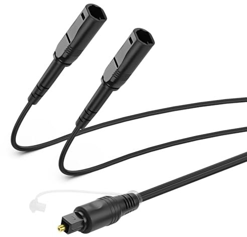 Toslink Digital Optical Splitter Cable 1 in 2 Out, cable de audio SPDIF 1 conector entrada 2 hembras Digital Fiber Optic Audio SPDIF Splitter Audio Extensión para TV, reproductor de DVD, amplificador
