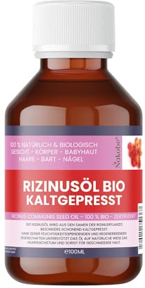 Bio-Rizinusöl 100 ml – 100 % kaltgepresst & naturrein – Für Haare, Nägel, Wimpern & Haut – Vegan, ohne Zusatzstoffe - Nakobe