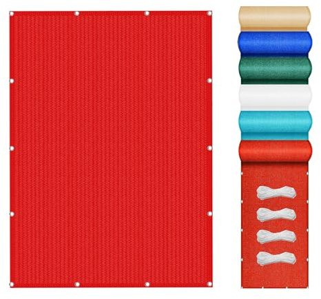 Voile d'ombrage Auvent 150 x 360 cm Protection Solaire et Anti UV Toile Ombrage Auvent Respirant avec Cordon de Serrage pour La Couverture Végétale Serre Pergola, Rouge