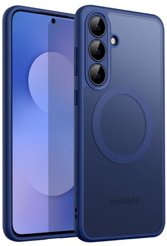 JETech Magnetische Hülle für Samsung Galaxy S25 FE, Navy Blau | Kompatibel mit MagSafe, Matte Transluzent Rückseite, Stoßschutz