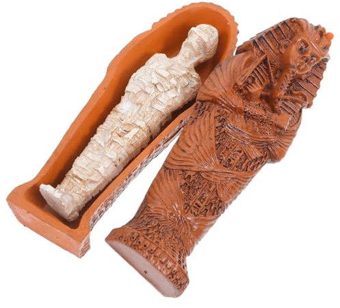 BIUDECO Ägyptische Mumie Resin Figurine mit Sarg Dekoration Halloween Sandspiel Modell Sicher Synthetisches Harz für Wohnkultur