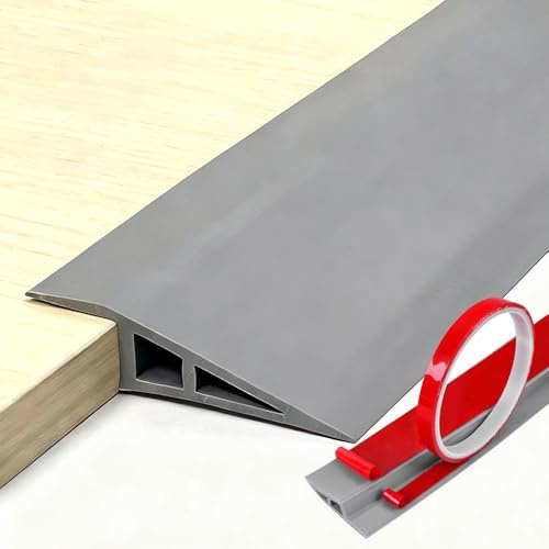 HOUKOIKBUG Übergangsprofil Selbstklebend, PVC Türschwellen Leiste Übergangsprofil Höhenausgleich, Bodenübergangsstreifen Für Parkettböden Laminate Schwellen(Black,H15mm/3/5in)