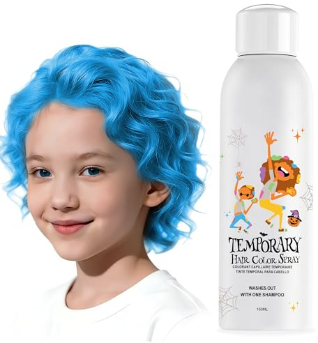 Blaues Temporäres Haarfarbenspray, Sofortige Haarfarben-Alternative für Jugendliche Männer Frauen, Schnelles Styling für Partys Weihnachten Halloween, Einweg & Waschbar,150ml