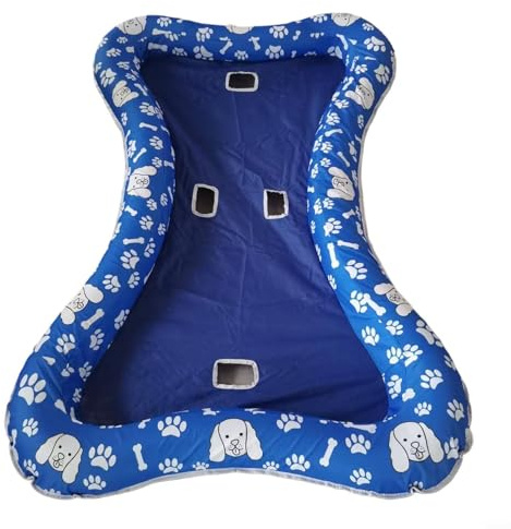 Flotteur de piscine gonflable en PVC pour grands chiens, tapis flottant épais anti-rayures, design rectangulaire stable pour la natation d'été, bleu, 145 x 95 cm