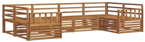 vidaXL Sofagarnituren 6 pcs Natur Massivholz Akazie, Moderner Garten-Sofa, strapazierfähiges Terrassen-Set, Bequeme Sitzmöbel für Deine Lounge-Atmosphäre