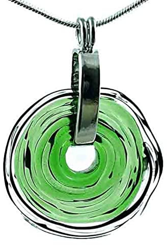 Elegante Kette mit einzigartigem Schmuckanhänger aus Murano-Glas/Glas-Wechsel-Schmuck/Unikat handmade/Personalisiertes Geschenk für Sie zum Jahrestag Geburtstag Muttertag (Dunkelgrün)