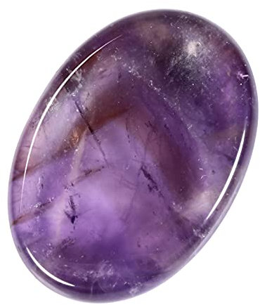 Nupuyai Amethyst Handschmeichler Stein Daumenstein Edelstein, ovaler konkaver Heilstein Chakra Kristall Taschenstein Energiestein für Meditation Massage