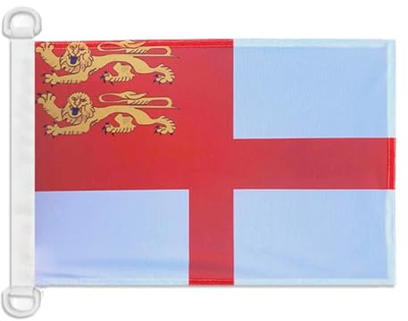 AZ FLAG - Drapeau Sercq - 45x30 cm - Pavillon Nautique Île Anglo-Normande De Sark Spécial Bateau Et Extérieur En Maille Bloquée Avec Anneaux Plastiques Intégrés - 30g