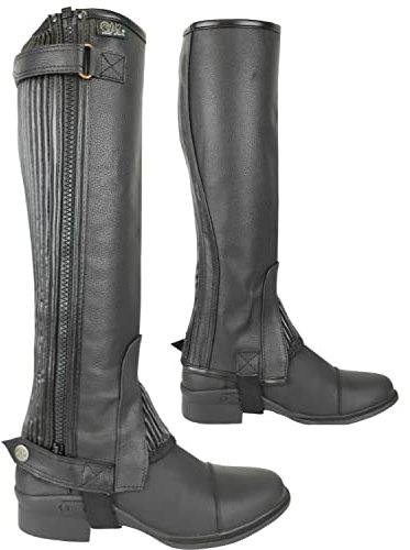 AK Donner Unisex Reitchaps aus Leder AKRS-1032(PL) (Schwarz, 2XL)