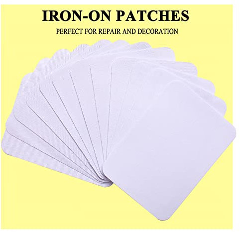 GYGYL 12Pcs 100% Cotton Iron-on Patches, Repair Patches for Clothing, Iron on for Inside Jeans and Clothing Repair (White)