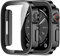Amizee 2 Stück Hard Hülle Kompatibel mit Apple Watch Series 9/8 Series 7 41mm Schutzhülle mit Tempered Glass Displayschutz, Ultradünn Kratzfeste Schutzhülle für iWatch 41mm (Schwarz)