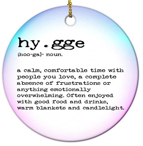 Hy.gge Weihnachtsbaumschmuck 2022, zweiseitig bedruckt, Ornament, Wortbedeutung, rund, Keramik, 7,6 cm, Weihnachtsdekoration, Souvenir, Geschenk für Weihnachten
