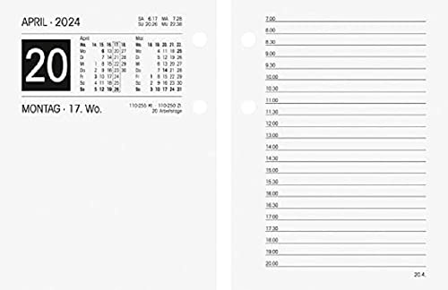 BRUNNEN Tageskalender 2024 2 Seiten = 1 Tag Form 261 E, 8 x 10,8 cm weiß