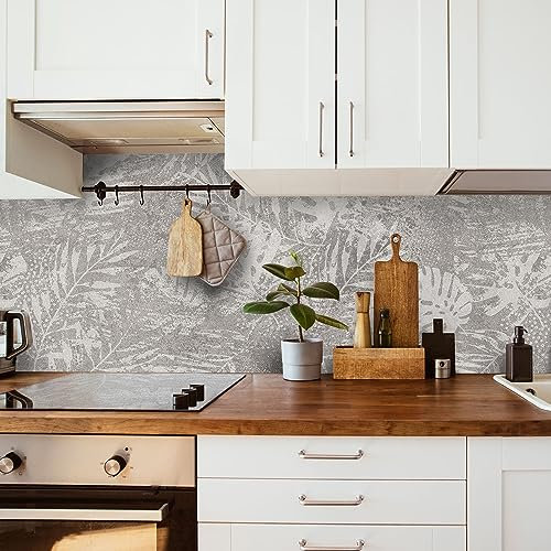 CREARREDA Panneau de Cuisine Anti-éclaboussures, Autocollant Mural Facile à appliquer, Motif Mur Tropical, 190 x 60 cm, 100% fabriqué en Italie, en PVC, Ignifuge et résistant à l’Eau, pour évier
