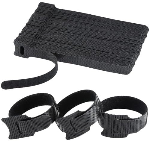 70 Stück Klettband Kabelbinder Klett, Wiederverschließbare Kabelbinder-150 x 12 mm, Kabel Organizer für TV-Kabel, PC-Kabel und Schreibtischorganisation