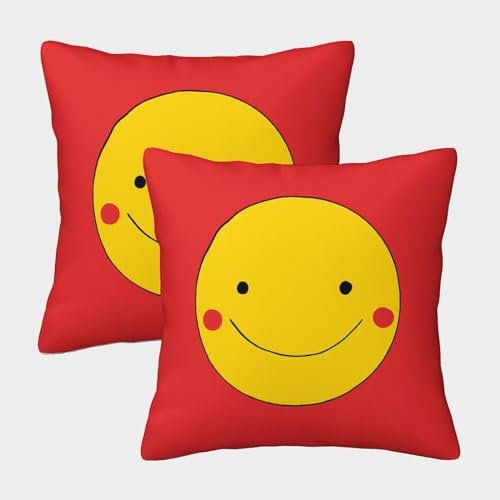 ChengzeTCo gelbes Smiley-Motiv Bunt Gedruckt Bequemes Kissen Abdeckung Für Home Dekorative Für Heimsofa Art Deco Modern Geschenk Wurf 40x40cm,Packung Mit 2