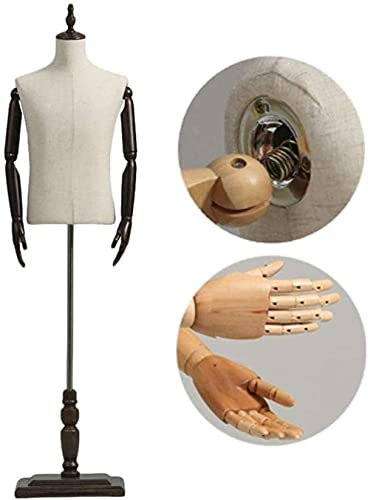 CRBUDY Schneiderpuppe männlich, zum Nähen, Schneiderpuppe, Modell, höhenverstellbar, abnehmbare Handstützen, Holzrahmen, professionelles männliches Modell (cm)