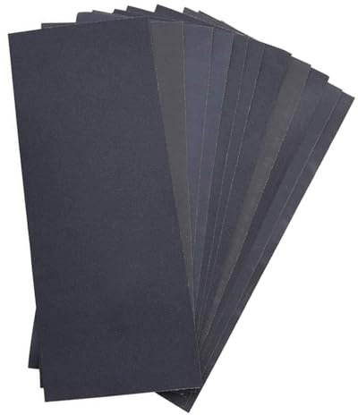 BPTRKOM 12 Piezas Papel de Lija - Papel de Lija para Coche Grano Abrasivo, 400/600/800/1000/1200/1500 Cada Dos Piezas, Húmedo y Seco, Papel de Lija para Hierro, Metal,Jade, Automóvil (22,8 x 9 cm)