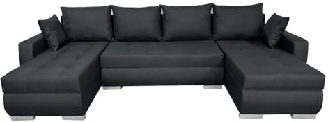 Ecksofa Etna bis U-Form in schwarz