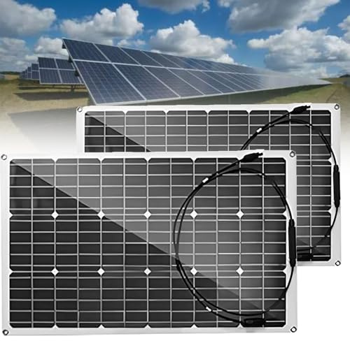 ZyKnaurral Panel Solar de Doble Chip de 400 W, Panel Solar monocristalino Flexible, módulo Solar con Controlador de 40 A, Adecuado para vehículos recreativos, automóviles y Barcos, batería de 12 V