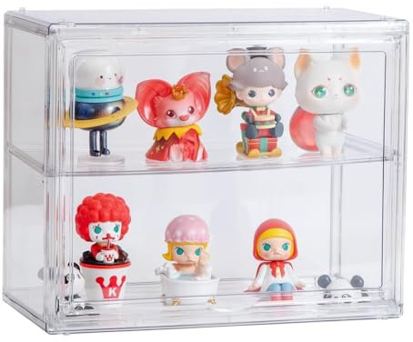 lomonmen Acryl Vitrine,Plexiglas Box mit Tür,Acryl Vitrine Klarsicht Aufbewahrungsbox Für Action Figuren Spielzeug, MiniFiguren,Sammelfiguren,Modellautos (Weiß, 27*13*22)
