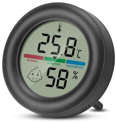 Thlevel Hygromètre Thermomètre Intérieur Température Humidité Testeur Numérique Portable avec Indicateur de Niveau de Confort et Support pour Incubateurs Bureau Cuisine 1 Pièce