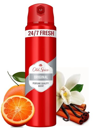 Old Spice Original Deospray für Männer 150 ml,24/7 Frischhh bei täglicher Anwendung, lang anhaltender Duft in Parfumqualität, Schutz vor Gerüchen, Ohne Aluminiumsalze, unsichtbar auf Schwarz und Weiß