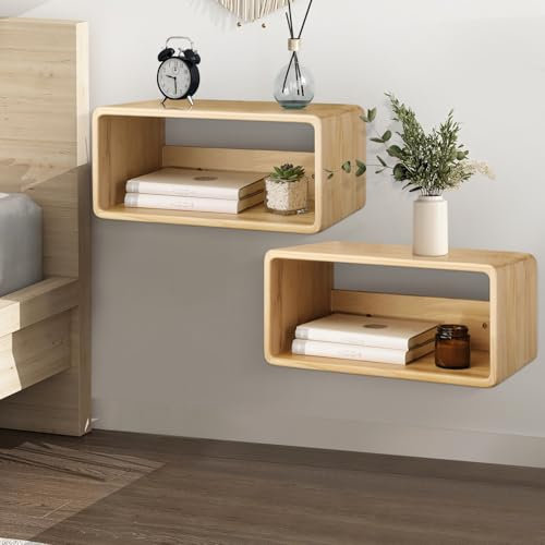 WDSHIYI Schwebender Nachttisch, Wandmontage, Nachttisch, Holz, Nachttisch, Wandhalterung, schwebende Regale für Schlafzimmer, Wohnzimmer, Badezimmer, Küche, Büro