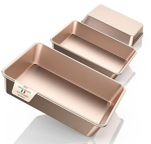 Set di 3 Teglie da Forno Rettangolari Antiaderenti in Metallo Pesante, Profonde per Lasagne, Arrosti e Torte (RD1)25+30+35 cm