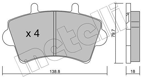 metelligroup 22-0545-0 Bremsbeläge, Made in Italy, Ersatzteile für Autos, ECE R90-zertifiziert, Kupferfrei