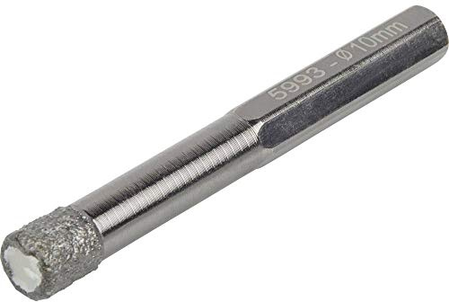 wolfcraft Dry Drill Bit, Diamond Coated, Hexagon Shank, Ø 10 mm I 5993000 I for Dry Drilling into Tiles, fine Stoneware and Ceramics