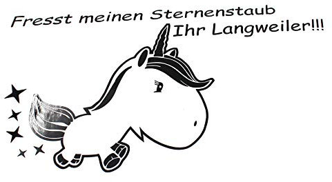 Finest Folia Einhorn Sternenstaub Aufkleber 13x11 cm Fun Sticker für Auto Dekor Unicorn Autoaufkleber (K074 Schwarz Glanz)