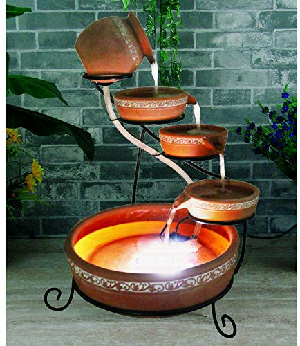 PondXpert Terracotta Cascade with LED's Solar Water Feature