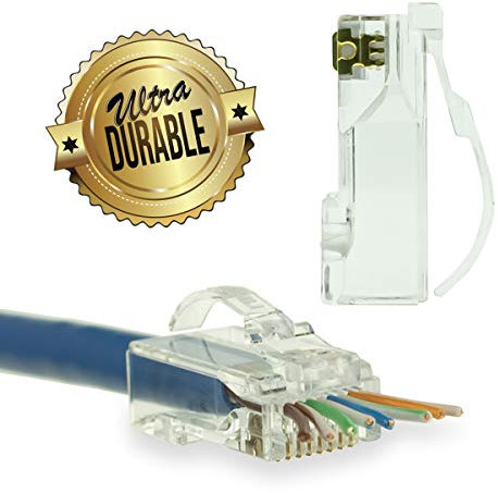 LINKUP - Snagless RJ45 Cat6 UTP Connectors EZ Pass Through Ends | Ethernet Cat 6 8P8C Solid Plug | UTP Gigabit Round Cable Connector | Platinum 50 Mi Gold Plated High Performance | 50 Pack