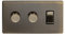 Soho Lighting Antique Brass 3 Gang Light Switch with 2 Dimmers (2 Way Switch & 2X Trailing Dimmer) Screwless