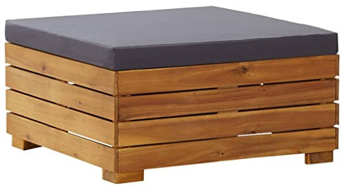 vidaXL Sgabello da piede modulare con cuscino in legno di acacia massiccio
